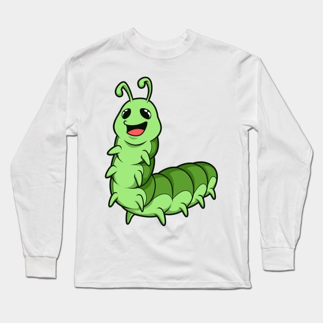 Kawaii caterpilla Long Sleeve T-Shirt by Modern Medieval Design